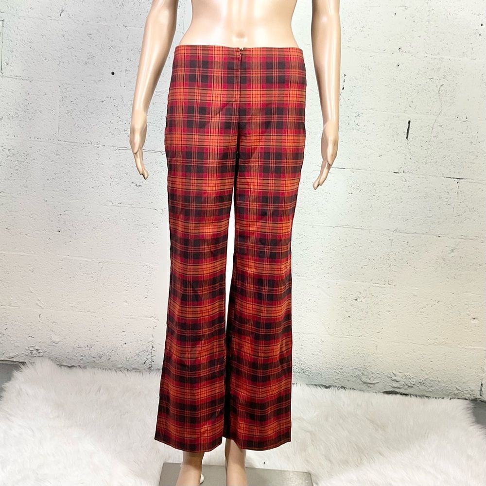 French Connection tartan bootcut orange mid rise Y2K pants trousers 6P